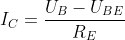 I_{C}=\frac{U_{B}-U_{BE}}{R_{E}}